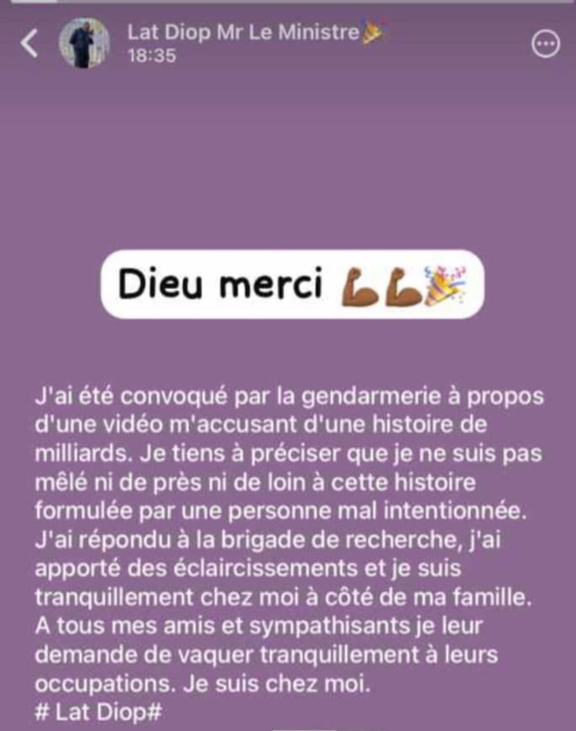 Audition de Lat Diop : l'ancien ministre des sports, le milliard et un après midi rythmé dans les locaux de la gendarmerie de Keur Massar Audition de Lat Diop : l'ancien ministre des sports, le milliard et un après midi rythmé dans les locaux de la gendarmerie de Keur Massar