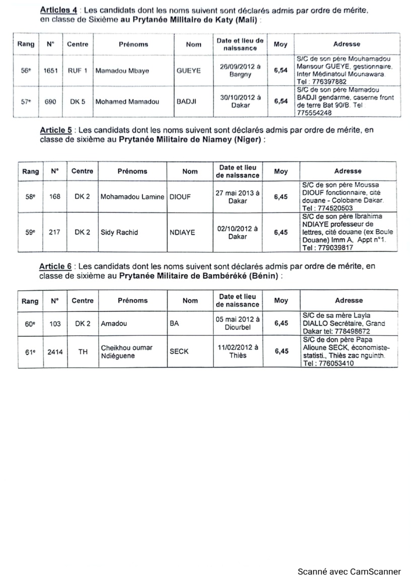 Concours des écoles militaires : le ministère des Forces armées publie les résultats Concours des écoles militaires : le ministère des Forces armées publie les résultats