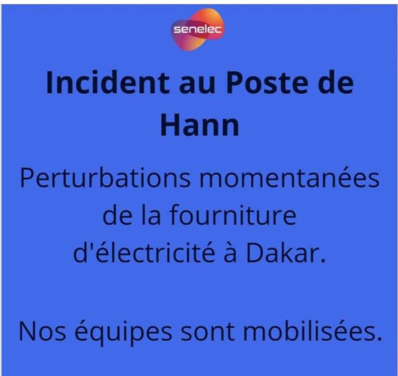 Coupure d’électricité à Dakar : la Senelec évoque un incident technique Coupure d’électricité à Dakar : la Senelec évoque un incident technique