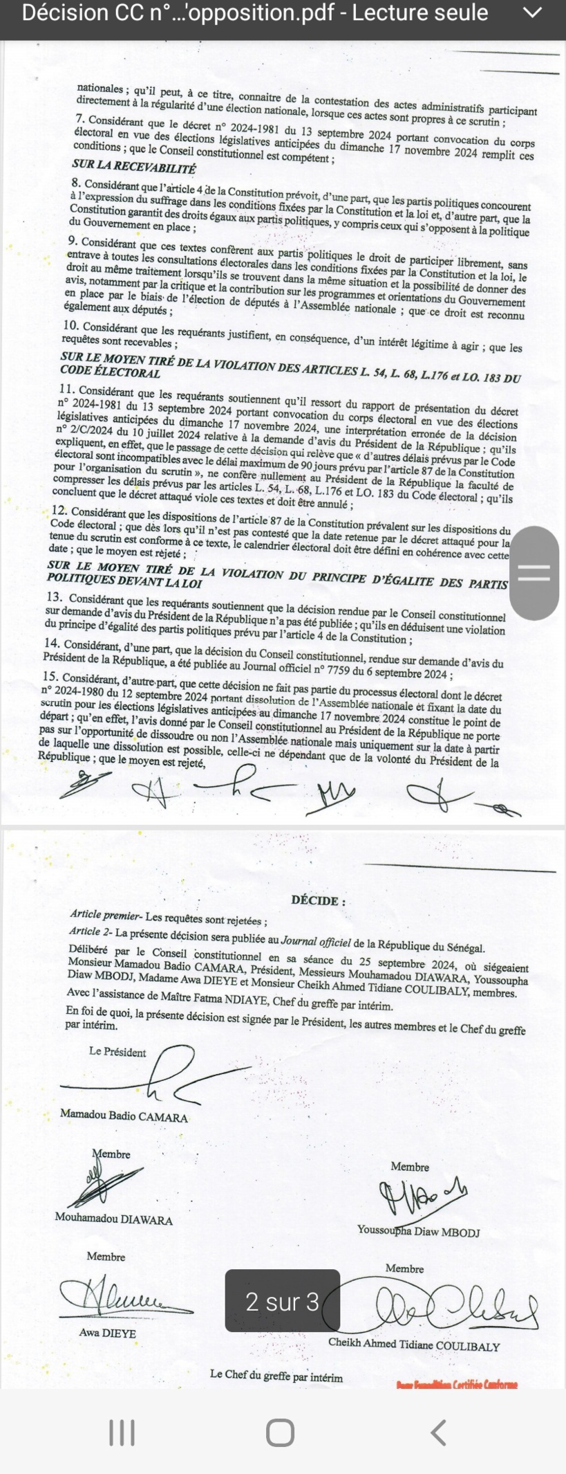 Le Conseil constitutionnel déboute Khalifa Sall et Cie et confirme la date des législatives Le Conseil constitutionnel déboute Khalifa Sall et Cie et confirme la date des législatives