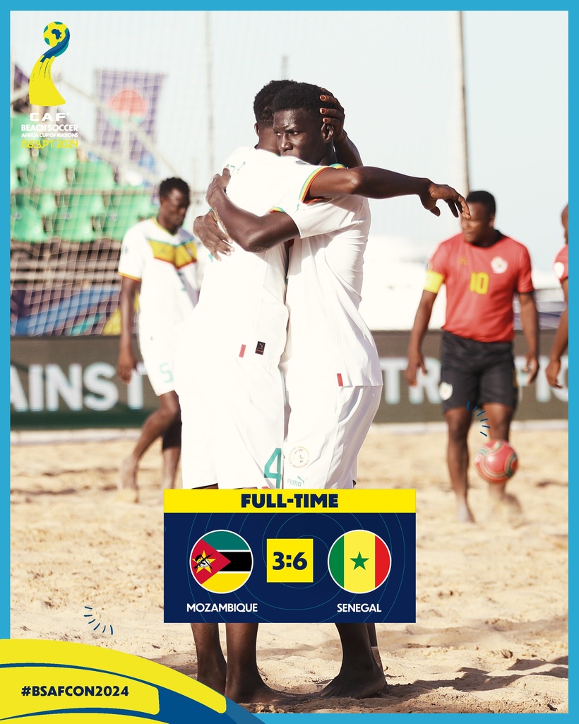 CAN Beach Soccer : le Sénégal valide sa qualification et affronte l’Égypte en demi-finale CAN Beach Soccer : le Sénégal valide sa qualification et affronte l’Égypte en demi-finale