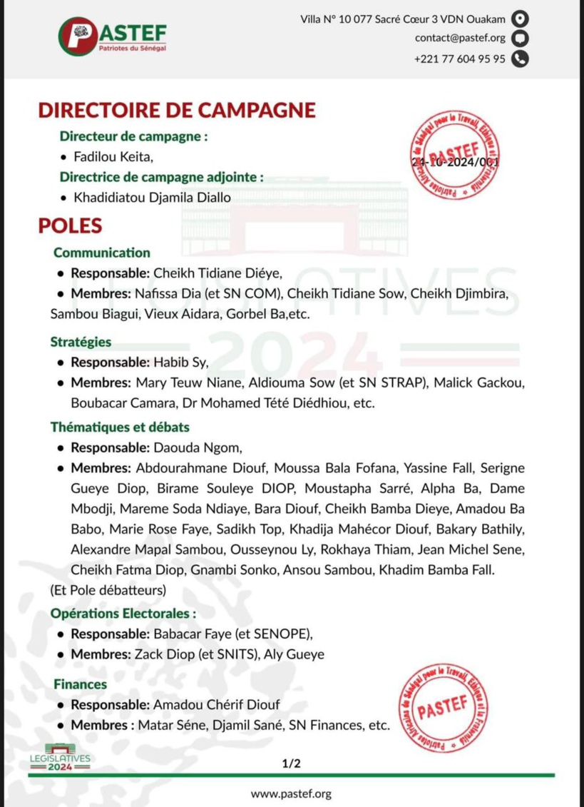 #Législatives: Ousmane Sonko dévoile son directoire de campagne #Législatives: Ousmane Sonko dévoile son directoire de campagne