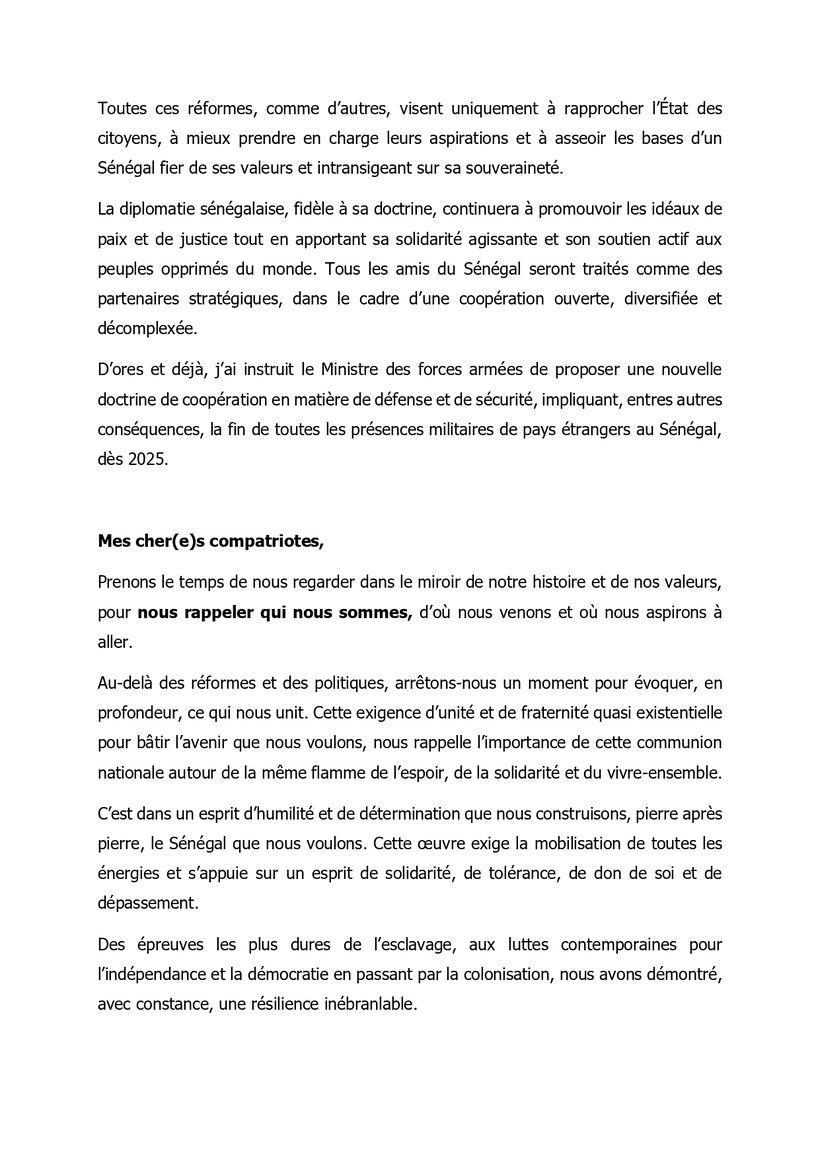 Adresse à la nation de SEM. Bassirou Diomaye Faye Adresse à la nation de SEM. Bassirou Diomaye Faye