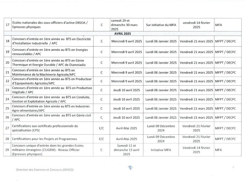 Sénégal : voici le calendrier des Examens et concours 2025 Sénégal : voici le calendrier des Examens et concours 2025