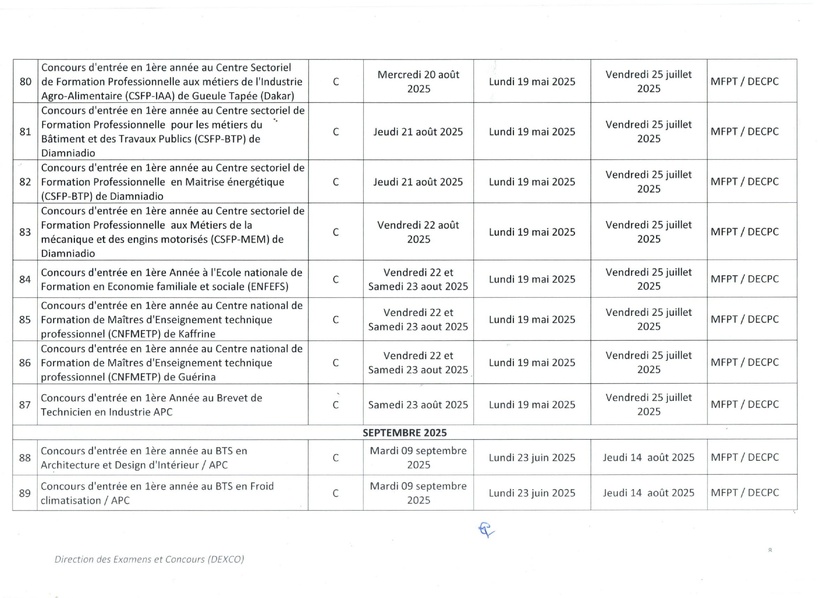 Sénégal : voici le calendrier des Examens et concours 2025 Sénégal : voici le calendrier des Examens et concours 2025
