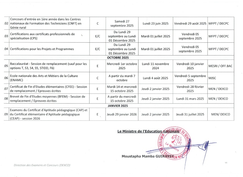 Sénégal : voici le calendrier des Examens et concours 2025 Sénégal : voici le calendrier des Examens et concours 2025