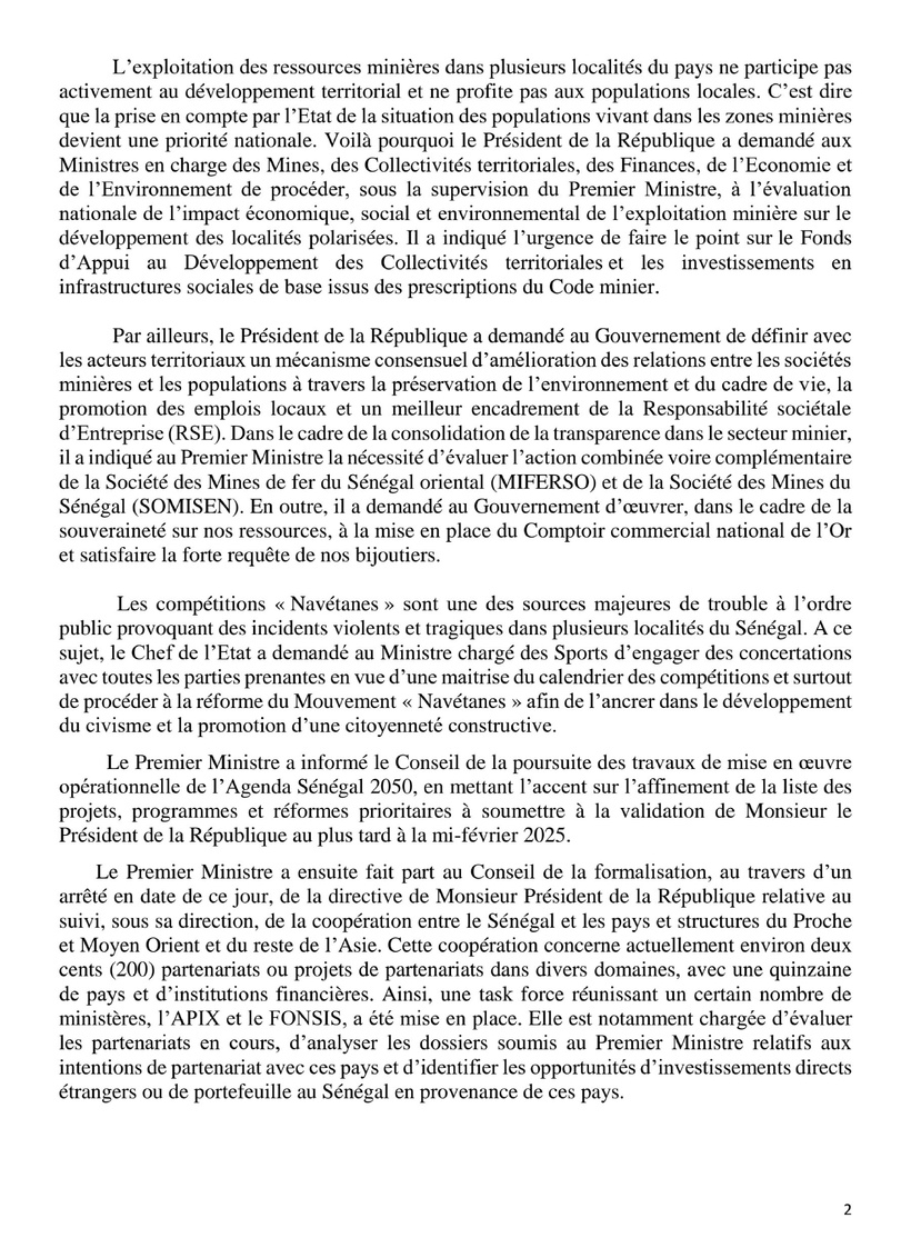 Communiqué Conseil des ministres du mercredi 29 janvier Communiqué Conseil des ministres du mercredi 29 janvier