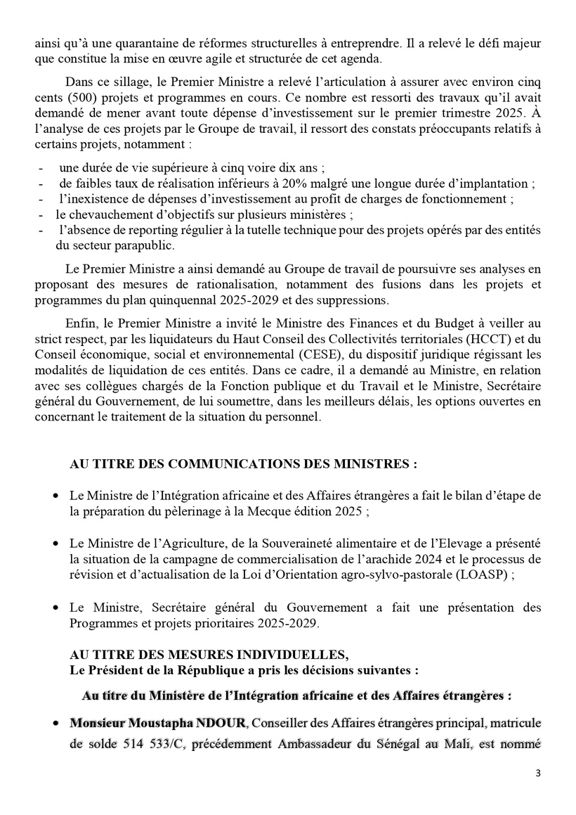 Communiqué du Conseil des ministres du mercredi 05 février Communiqué du Conseil des ministres du mercredi 05 février