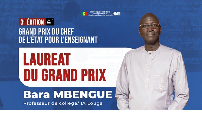Grand Prix du Chef de l’État pour l’Enseignant: Le professeur Bara Mbengue lauréat pour l’édition 2025 Grand Prix du Chef de l’État pour l’Enseignant: Le professeur Bara Mbengue lauréat pour l’édition 2025