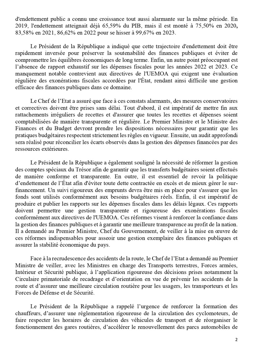 Communiqué du Conseil des ministres du mercredi 12 février 2025 Communiqué du Conseil des ministres du mercredi 12 février 2025