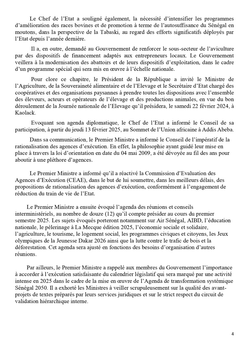 Communiqué du Conseil des ministres du mercredi 12 février 2025 Communiqué du Conseil des ministres du mercredi 12 février 2025