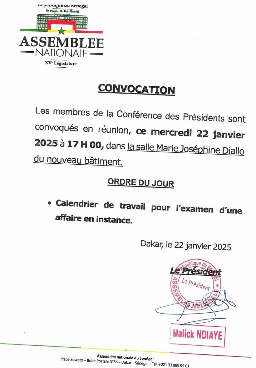 Assemblée nationale : les membres du bureau et ceux de la Conférence des Présidents convoqués ce mardi et mercredi Assemblée nationale : les membres du bureau et ceux de la Conférence des Présidents convoqués ce mardi et mercredi