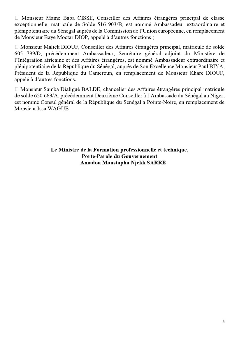 Communiqué du Conseil des ministres du mercredi 19 février 2025 Communiqué du Conseil des ministres du mercredi 19 février 2025