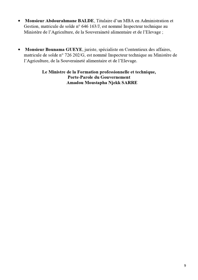 Sénégal : communiqué du Conseil des ministres du mercredi 5 mars 2025 Sénégal : communiqué du Conseil des ministres du mercredi 5 mars 2025