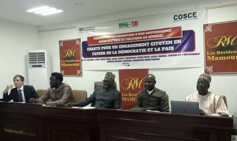 Charte pour la Paix : l’ONG-3D et le COSCE prônent une gouvernance démocratique inclusive et pacifique Charte pour la Paix : l’ONG-3D et le COSCE prônent une gouvernance démocratique inclusive et pacifique