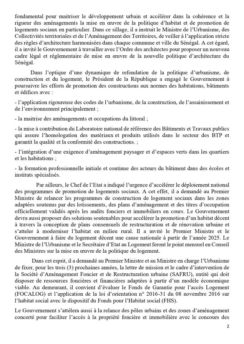 Sénégal : communiqué du Conseil des ministres du 19 mars 2025 Sénégal : communiqué du Conseil des ministres du 19 mars 2025