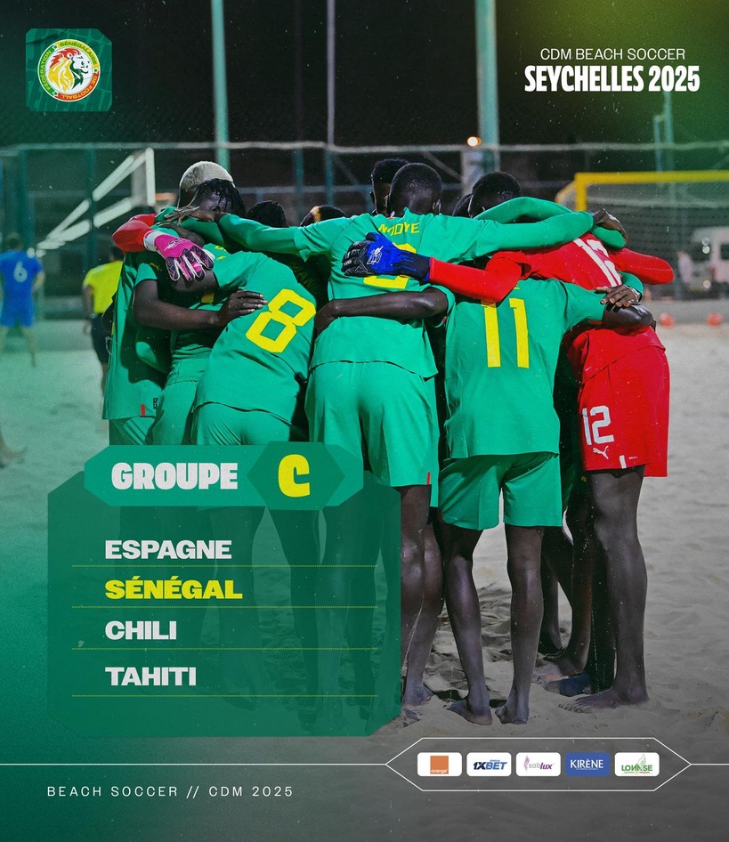 Mondial Beach Soccer : Le Sénégal dans le groupe C en compagnie de l'Espagne, du Chili et du Tahiti Mondial Beach Soccer : Le Sénégal dans le groupe C en compagnie de l'Espagne, du Chili et du Tahiti