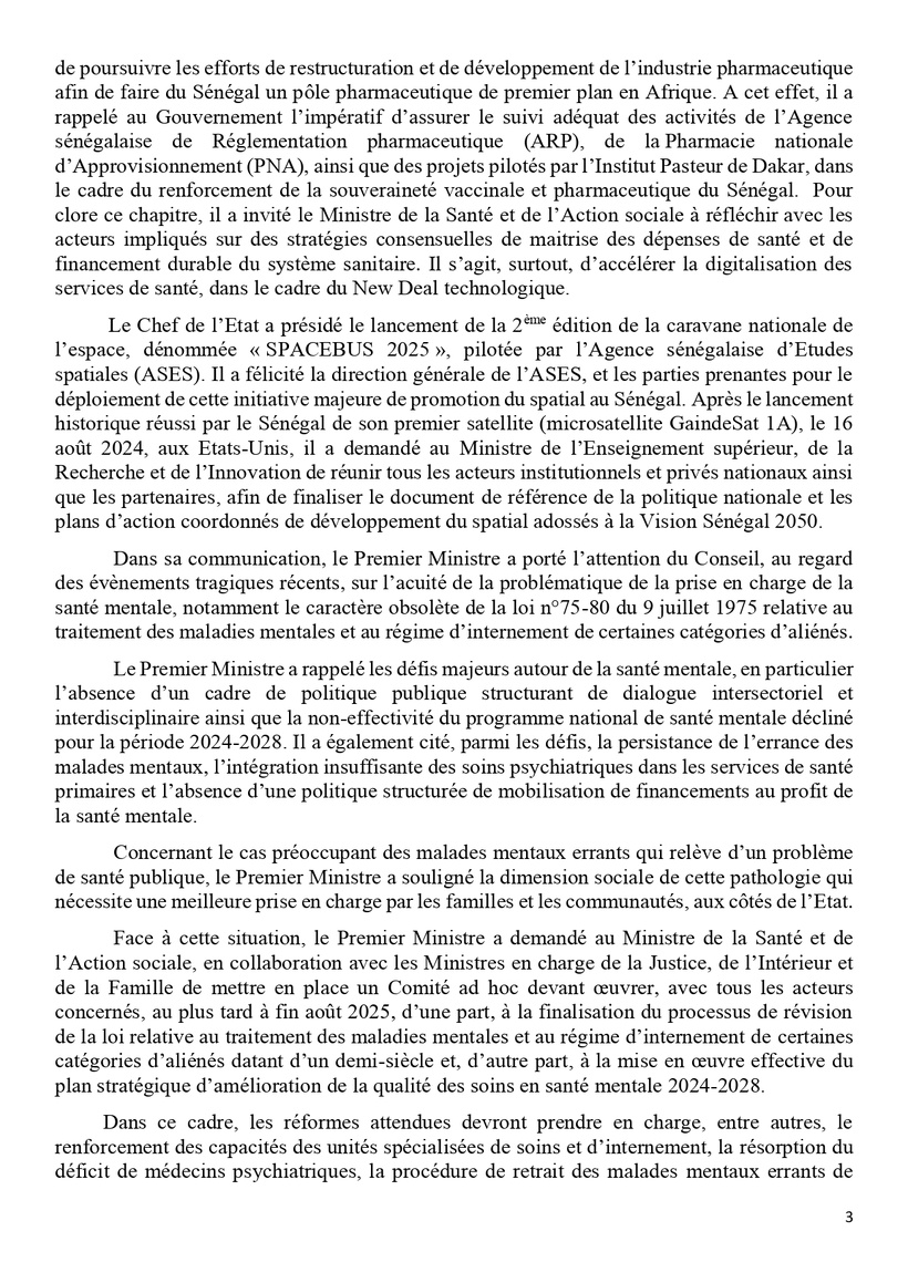 Sénégal : communiqué du Conseil des ministres du mercredi 09 avril 2025 Sénégal : communiqué du Conseil des ministres du mercredi 09 avril 2025