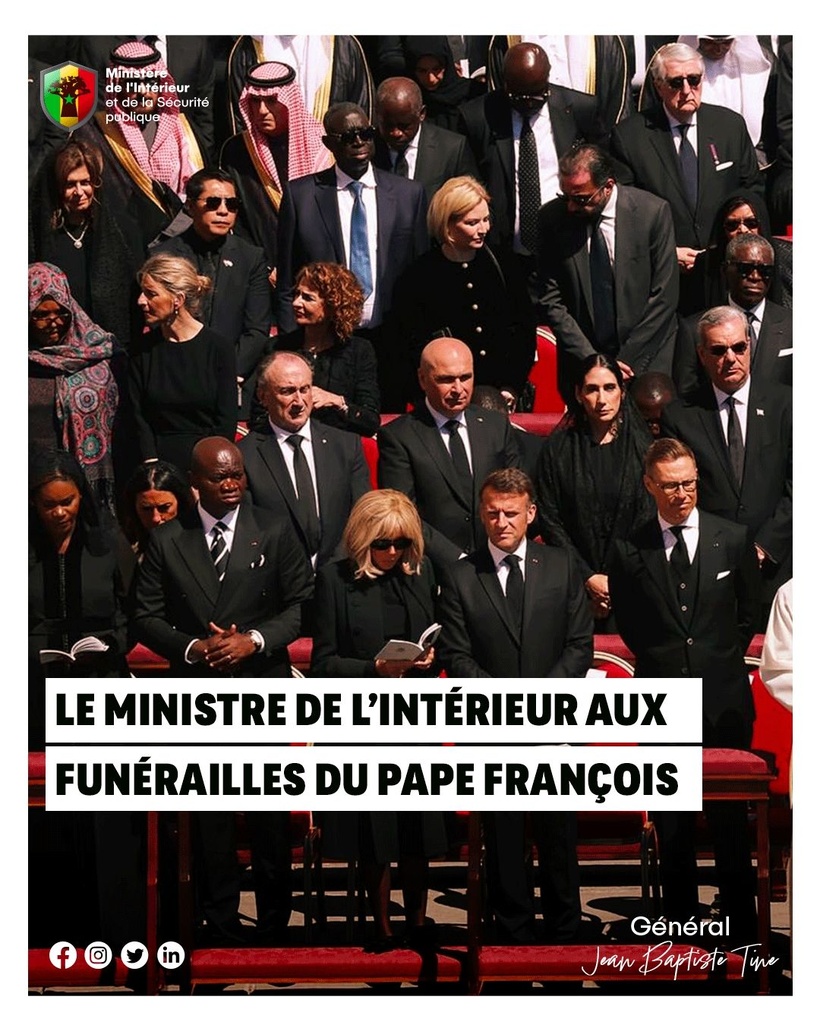 Funérailles du Pape François : Le Sénégal représenté par le ministre Jean Baptiste Tine Funérailles du Pape François : Le Sénégal représenté par le ministre Jean Baptiste Tine