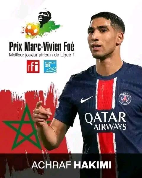 Foot : Achraf Hakimi remporte le prix Marc-Vivien Foé, Habib Diarra termine à la troisième place