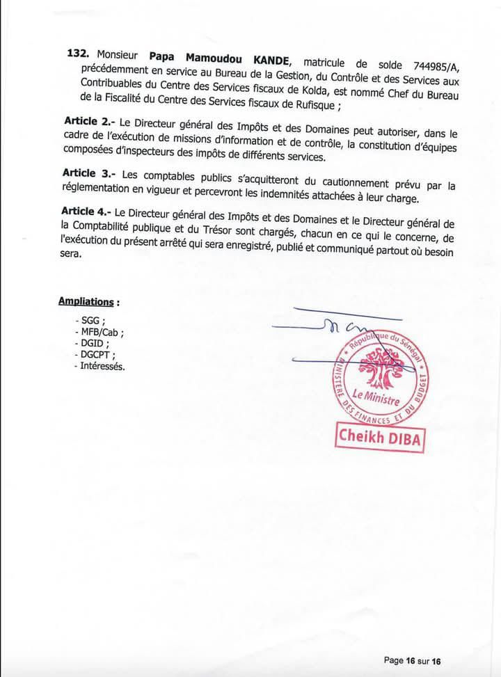 Affectation de 132 inspecteurs des Impôts et Domaines : Cheikh Diba opère un vaste chamboulement Affectation de 132 inspecteurs des Impôts et Domaines : Cheikh Diba opère un vaste chamboulement