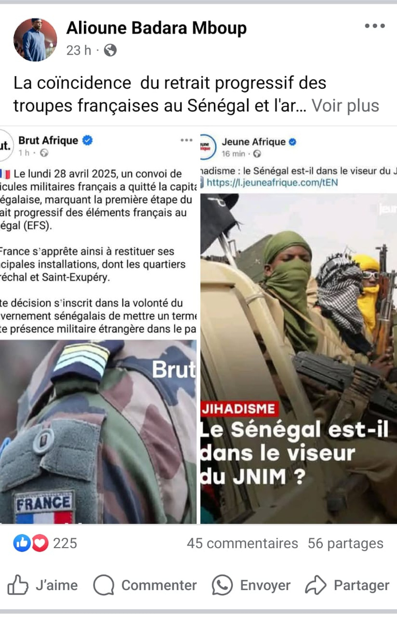 Le retrait progressif des troupes françaises du Sénégal n’a pas débuté le 28 avril 2025 (Fack-cheking) Le retrait progressif des troupes françaises du Sénégal n’a pas débuté le 28 avril 2025 (Fack-cheking)