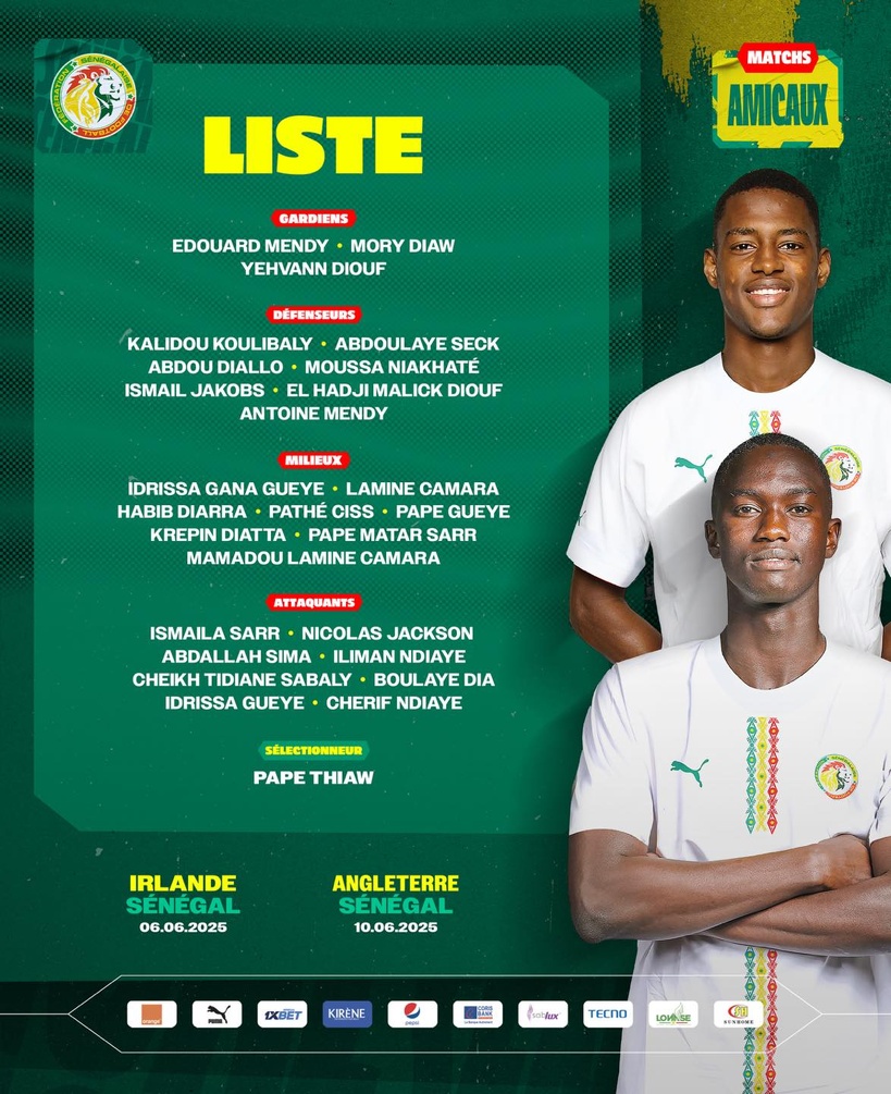 Équipe nationale : Pape Thiaw dévoile une liste avec Mamadou Lamine Camara et Idrissa Gueye mais sans Sadio Mané Équipe nationale : Pape Thiaw dévoile une liste avec Mamadou Lamine Camara et Idrissa Gueye mais sans Sadio Mané