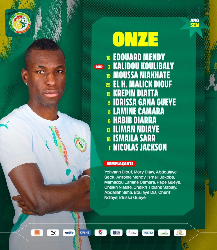 Voici la compo des Lions face à l’Angleterre : Krépin Diatta, Malick Diouf, Habib Diarra et Nicolas Jackson titulaires ! Voici la compo des Lions face à l’Angleterre : Krépin Diatta, Malick Diouf, Habib Diarra et Nicolas Jackson titulaires !
