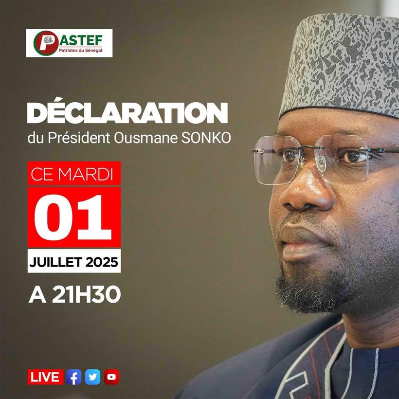 🛑Suivez en Direct la déclaration d’Ousmane Sonko 🛑Suivez en Direct la déclaration d’Ousmane Sonko