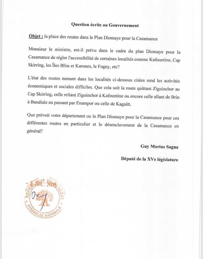 Lotissements irrégulières, mauvaises routes... : Guy Marius Sagna adresse plusieurs questions écrites au gouvernement