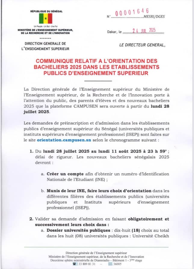 Orientation des nouveaux bacheliers : la plateforme Campusen ouverte à partir du 28 juillet 2025