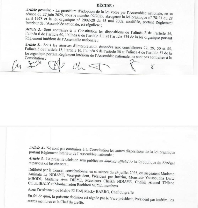 Assemblée nationale : Le Conseil constitutionnel rejette des articles du nouveau Règlement intérieur, dont celui sur la convocation des magistrats Assemblée nationale : Le Conseil constitutionnel rejette des articles du nouveau Règlement intérieur, dont celui sur la convocation des magistrats