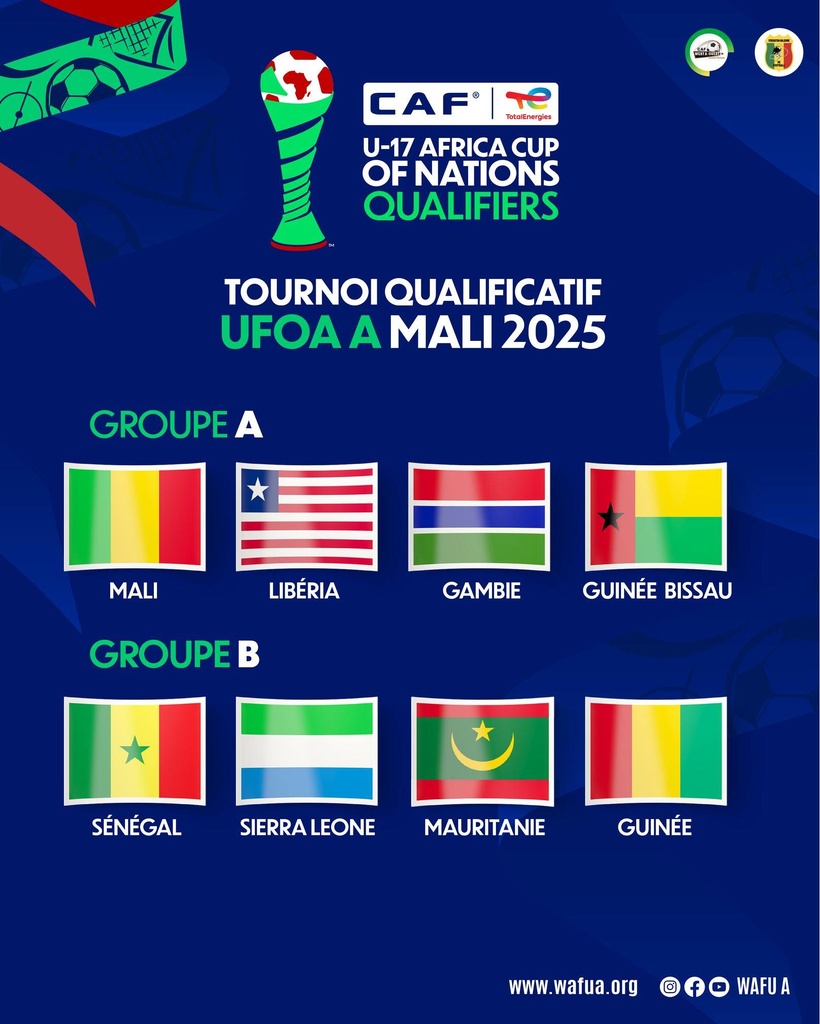 Qualif CAN U17 : Le Sénégal placé dans le groupe B du tournoi UFOA-A avec Sierra Leone, Mauritanie et Guinée Qualif CAN U17 : Le Sénégal placé dans le groupe B du tournoi UFOA-A avec Sierra Leone, Mauritanie et Guinée