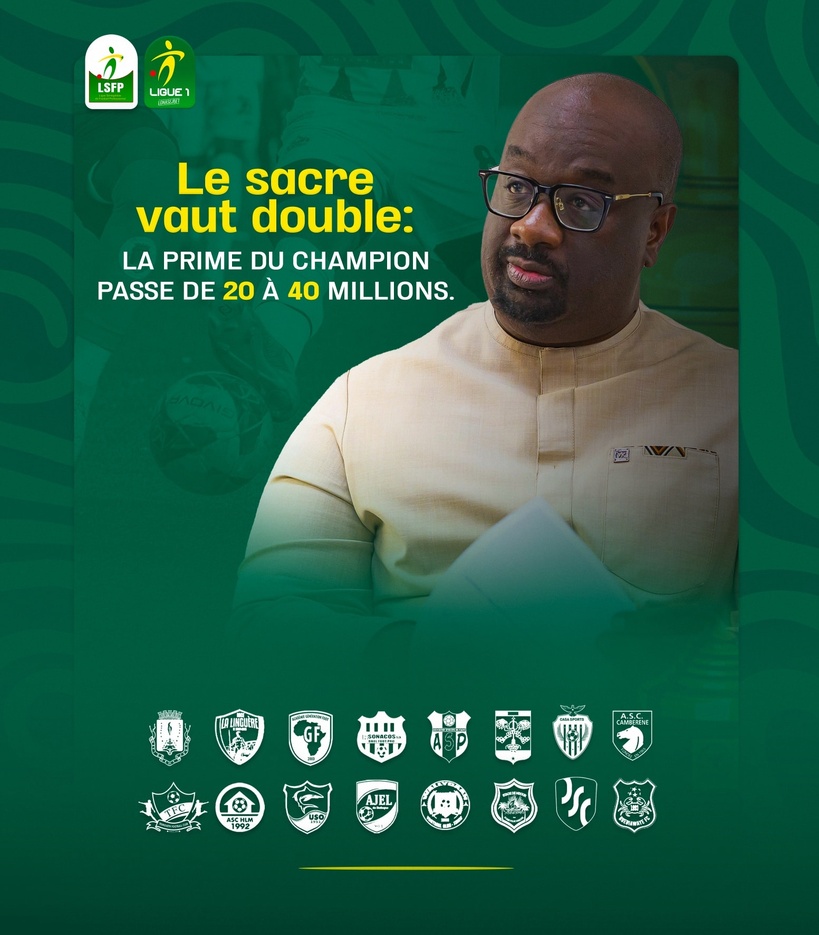 Ligue 1 : la prime du champion passe de 20 à 40 millions FCFA, selon le président de la LSFP