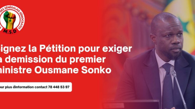 Le Mouvement des Sénégalais Démocrates lance une pétition nationale pour exiger la démission d’Ousmane Sonko Le Mouvement des Sénégalais Démocrates lance une pétition nationale pour exiger la démission d’Ousmane Sonko