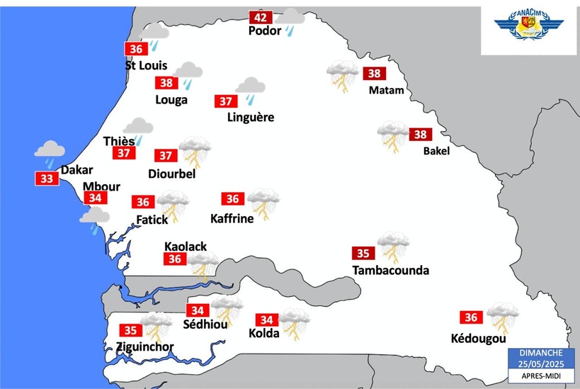 Météo : Pluies et orages attendus sur plusieurs régions du Sénégal ce week-end