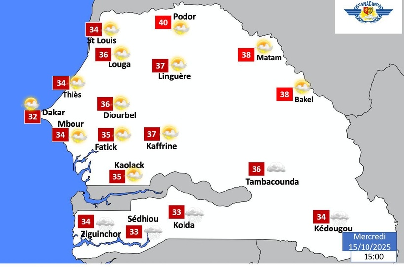 Météo Sénégal : chaleur persistante et faibles pluies attendues dans le Sud Météo Sénégal : chaleur persistante et faibles pluies attendues dans le Sud