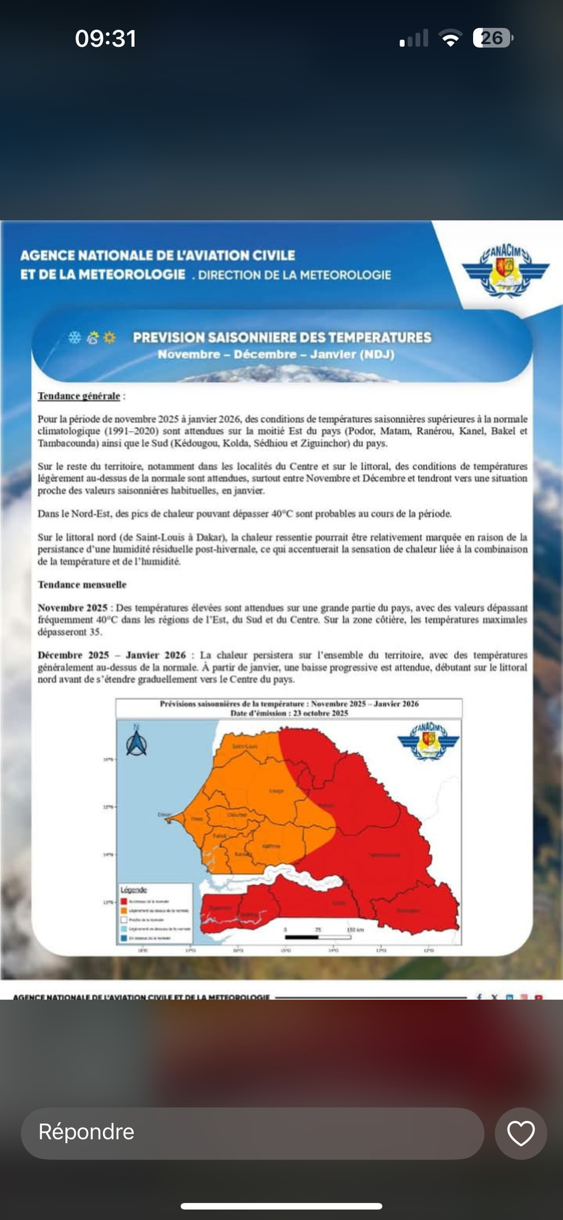 Températures caniculaires : le Sénégal restera sous la chaleur jusqu’en janvier Températures caniculaires : le Sénégal restera sous la chaleur jusqu’en janvier