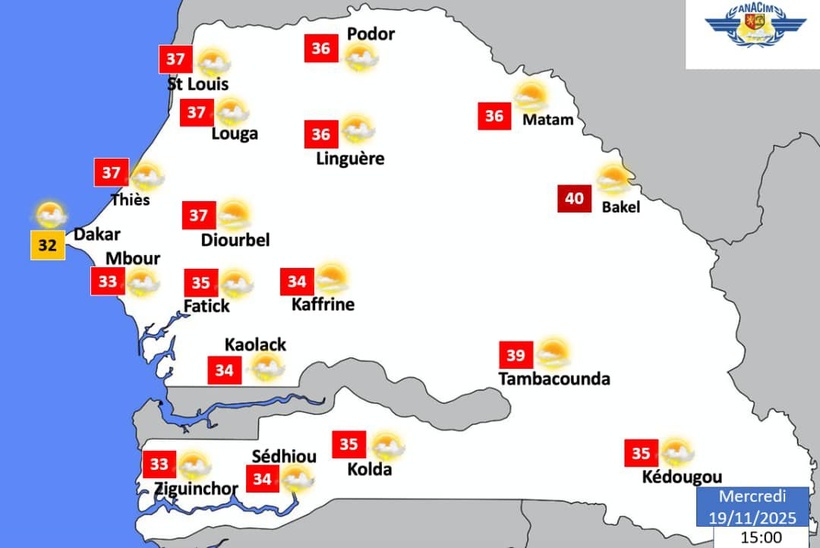 Météo : jusqu’à 40°C à l’intérieur du pays entre mercredi et jeudi Météo : jusqu’à 40°C à l’intérieur du pays entre mercredi et jeudi