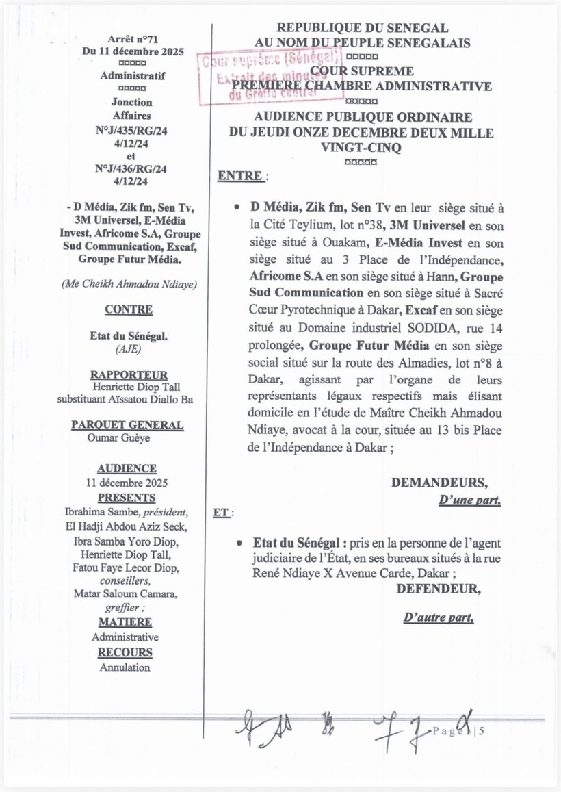 Bras de fer État–médias : la décision de la Cour suprême portant annulation des arrêtés du ministère de la Communication Bras de fer État–médias : la décision de la Cour suprême portant annulation des arrêtés du ministère de la Communication