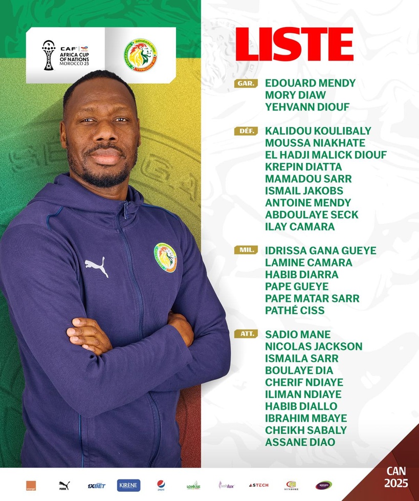 CAN 2025 : la liste des « Lions », Habib Diarra et Lamine Camara appelés, Mamadou Lamine Camara et Rassoul Ndiaye écartés CAN 2025 : la liste des « Lions », Habib Diarra et Lamine Camara appelés, Mamadou Lamine Camara et Rassoul Ndiaye écartés