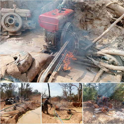 Saraya : un site d’orpaillage clandestin démantelé, 17 machines détruites et du matériel saisi