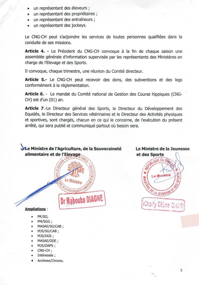 Comité National de Gestion des Courses Hippiques : un arrêté fixe les missions et la composition du bureau Comité National de Gestion des Courses Hippiques : un arrêté fixe les missions et la composition du bureau