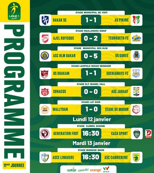 Ligue 1 (11e journée) : l’US Gorée écrase HLM et s’envole en tête, Teungueth FC nouveau dauphin Ligue 1 (11e journée) : l’US Gorée écrase HLM et s’envole en tête, Teungueth FC nouveau dauphin