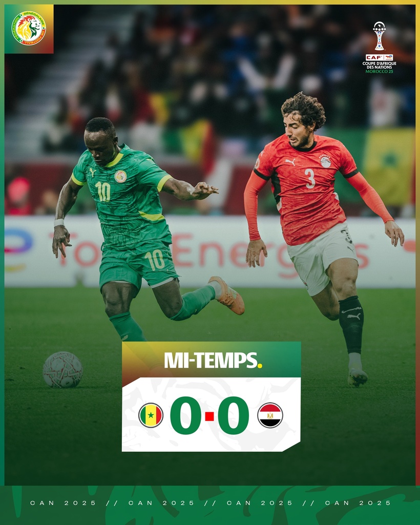 CAN 2025 : le Sénégal et l'Égypte se neutralisent à la pause 