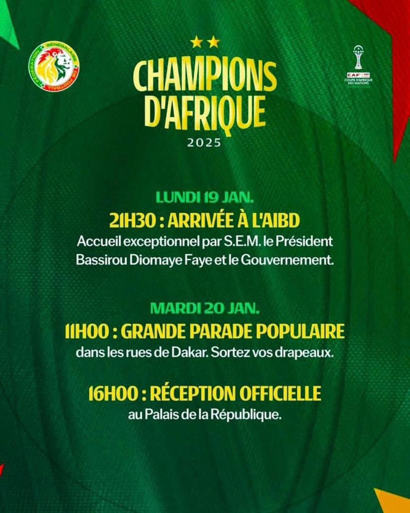 CAN 2025 : la Fédération sénégalaise de football dévoile le programme d’accueil et de célébrations des "Lions"