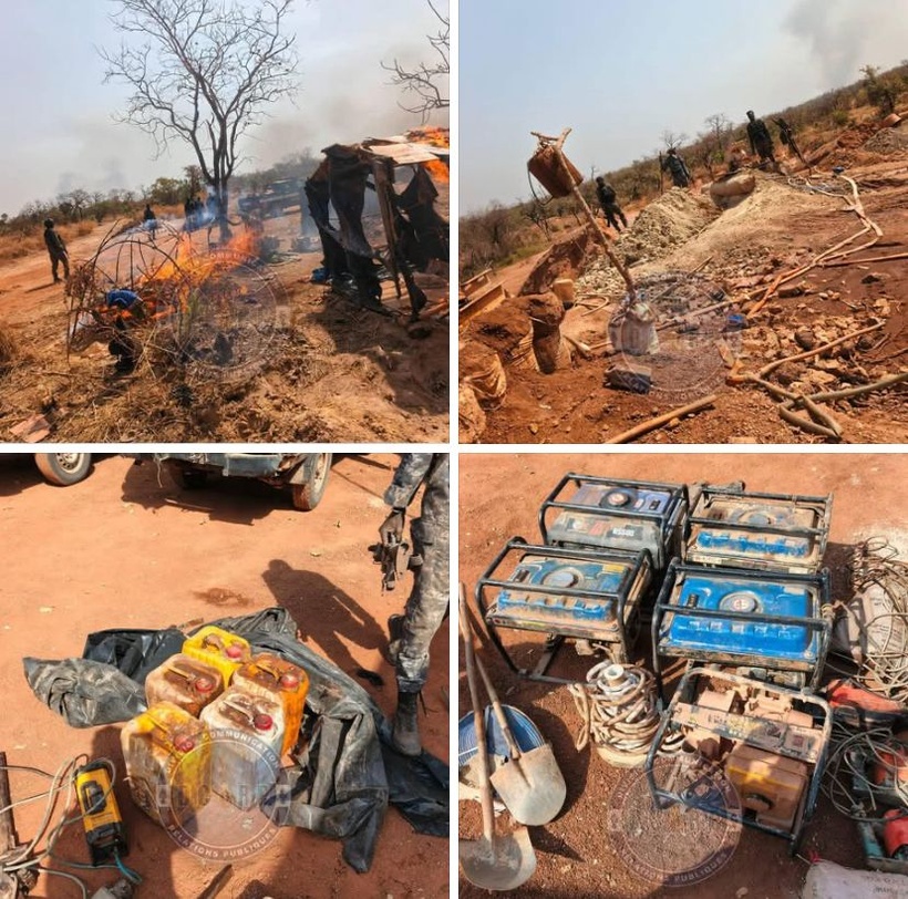 Saraya : des sites clandestins d’orpaillage démantelés, plusieurs matériels saisis Saraya : des sites clandestins d’orpaillage démantelés, plusieurs matériels saisis
