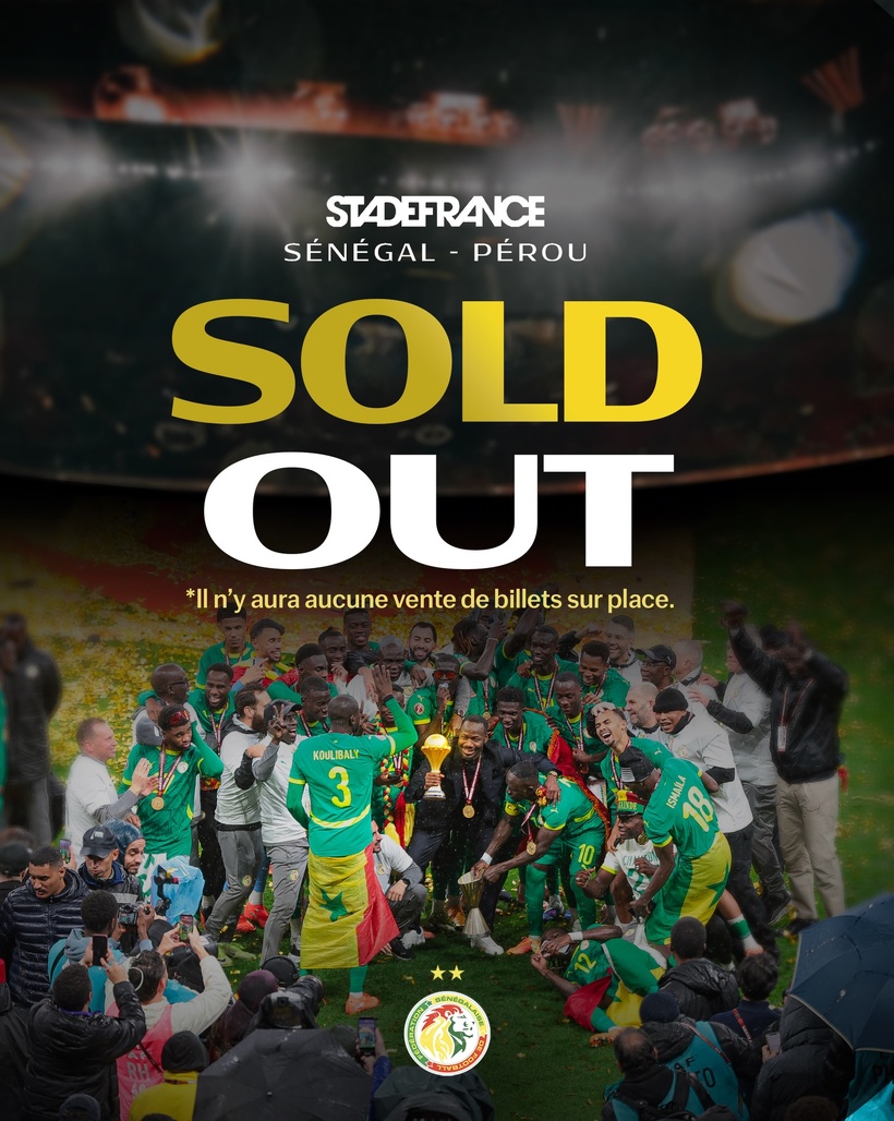 Sénégal – Pérou : le Stade de France affiche complet pour le match amical, 80.000 spectateurs attendus Sénégal – Pérou : le Stade de France affiche complet pour le match amical, 80.000 spectateurs attendus
