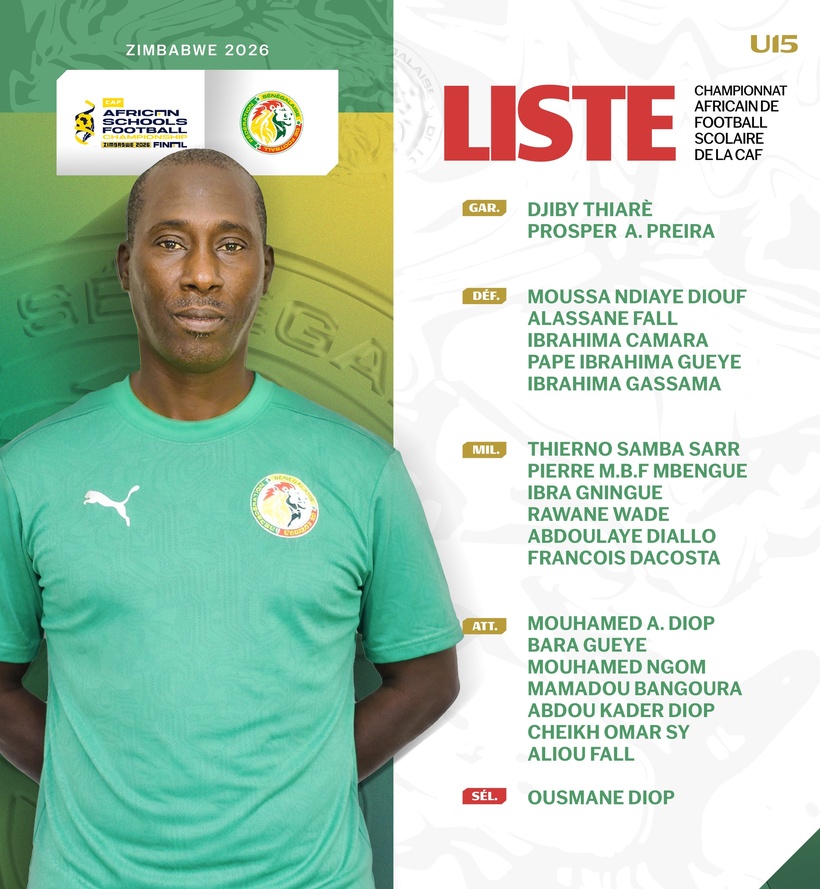 Championnat scolaire CAF U15 : la liste des « Lionceaux » dévoilée, le Sénégal dans une poule relevée