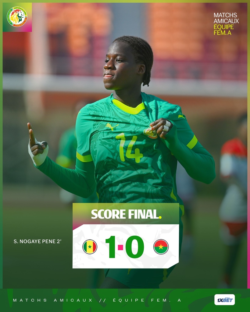 Préparation CAN féminine 2026 : les « Lionnes » du Sénégal s’imposent face au Burkina Faso (1-0) Préparation CAN féminine 2026 : les « Lionnes » du Sénégal s’imposent face au Burkina Faso (1-0)